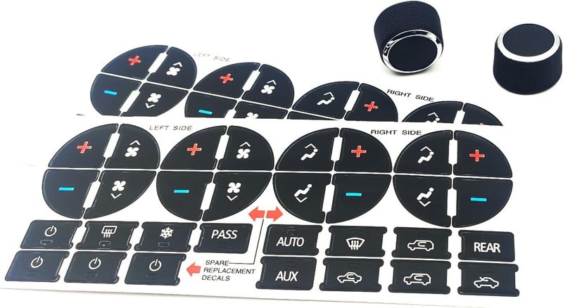 AtticZone AC Dash Button Repair Kit Stickers, Radio Volume Control Knob Compatible with GM GMC Yukon Acadia Sierra, Chevrolet Silverado Tahoe Suburban 2006-2014, 2Pcs - Image 2